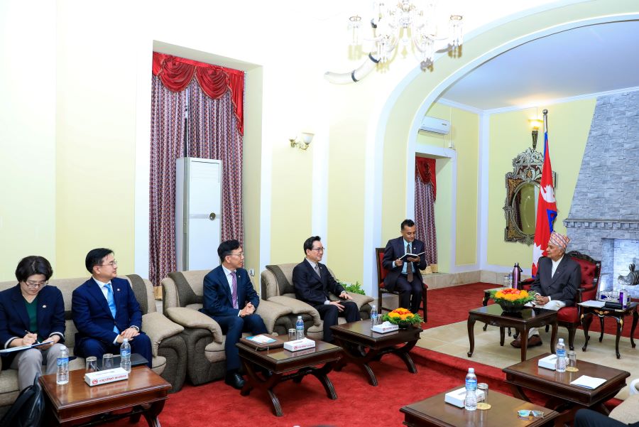 राष्ट्रपति पौडेल र कोरियाका ग्रामीण मामिलामन्त्री नेतृत्व प्रतिनिधिमण्डल बीच भेटवार्ता 