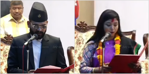 बालेनले नेपाली र नेवारी दुवैमा, सुनिताले नेवारीमा सपथ ग्रहण गरे