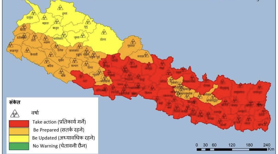 शनिबारसम्म देशभरी पानी पर्ने ,केही स्थानमा अति भारी वर्षाको सम्भावना